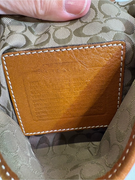 Coach Handbags - Coach Vintage Tan Leather-Trim Crossbody / Shoulder Bag
